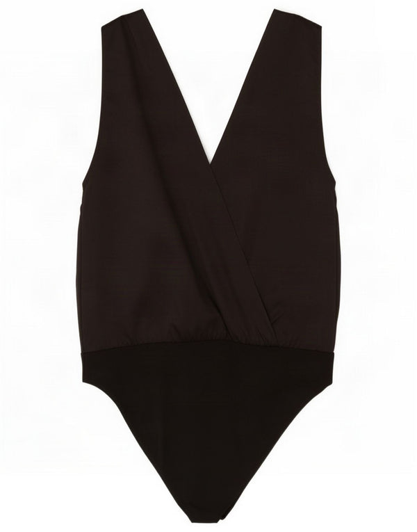 Zara Body Sin Mangas Mujer UK 44 Grande Poliéster Negro