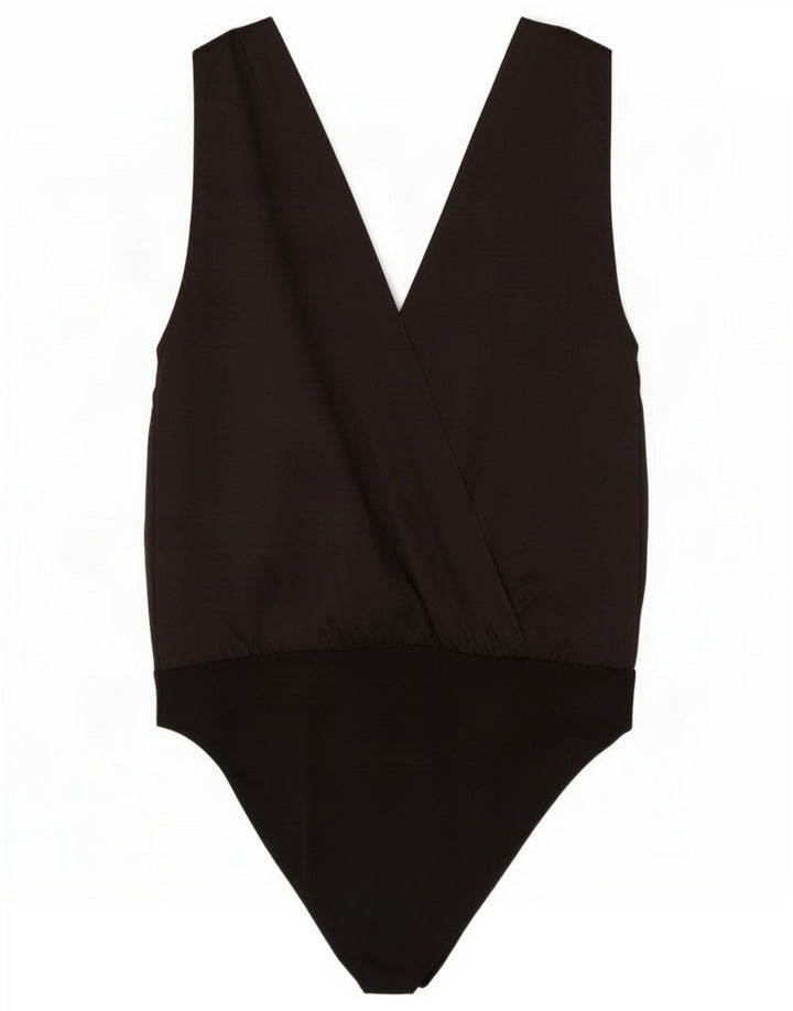 Zara Body Sin Mangas Mujer UK 44 Grande Poliéster Negro