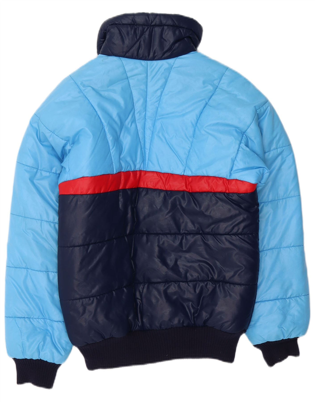 VINTAGE Chaqueta acolchada para hombre IT 46 Small Blue Colourblock Poliamida