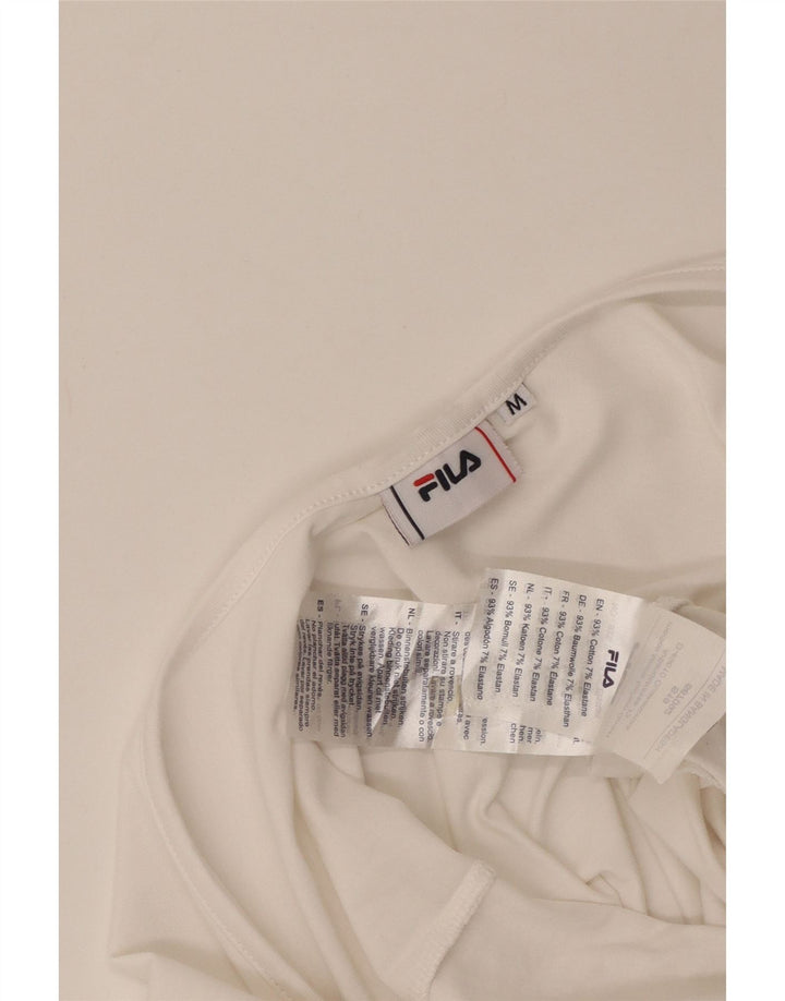 Fila Body gráfico de manga larga para mujer UK 12 Medium Off White Cotton