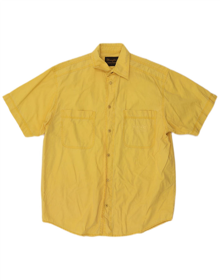 Wrangler Camisa De Manga Corta Para Hombre Small Yellow Cotton