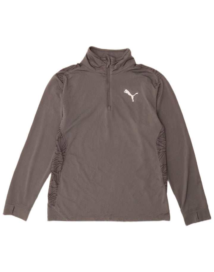 PUMA Chándal con cremallera y cuello para niños de 11 a 12 años, talla grande, gris