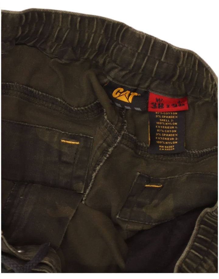 Pantalones cargo cónicos para hombre Caterpillar W38 L28 Algodón de camuflaje caqui