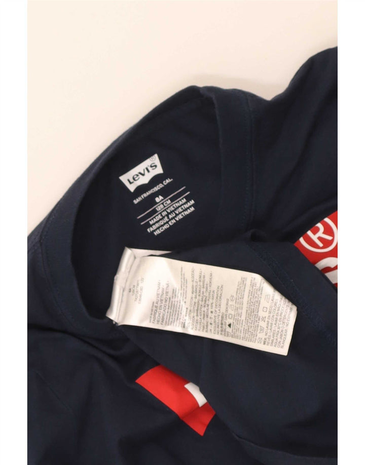 Levi's Boys Graphic Top Manga Larga 7-8 Años Azul Marino Algodón