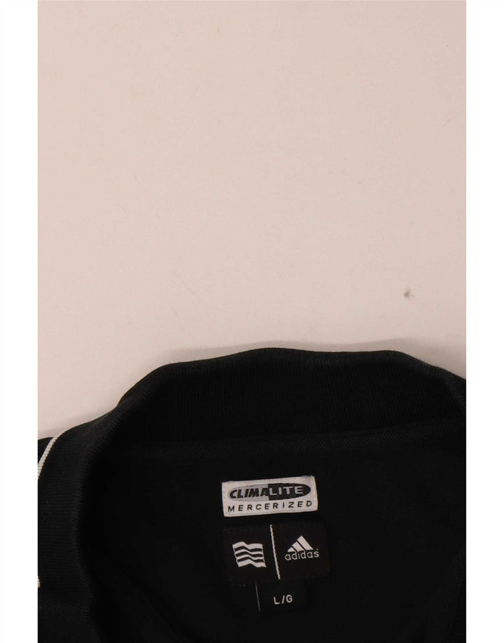 Adidas - Polo Climalite para hombre, talla grande, algodón negro