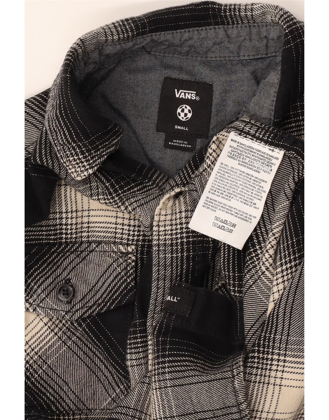 VANS Camisa de franela para niño 8-9 años Small Black Check Cotton