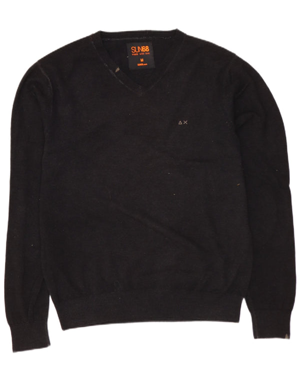 SUN68 Jersey con cuello en V para hombre de lana gris medio