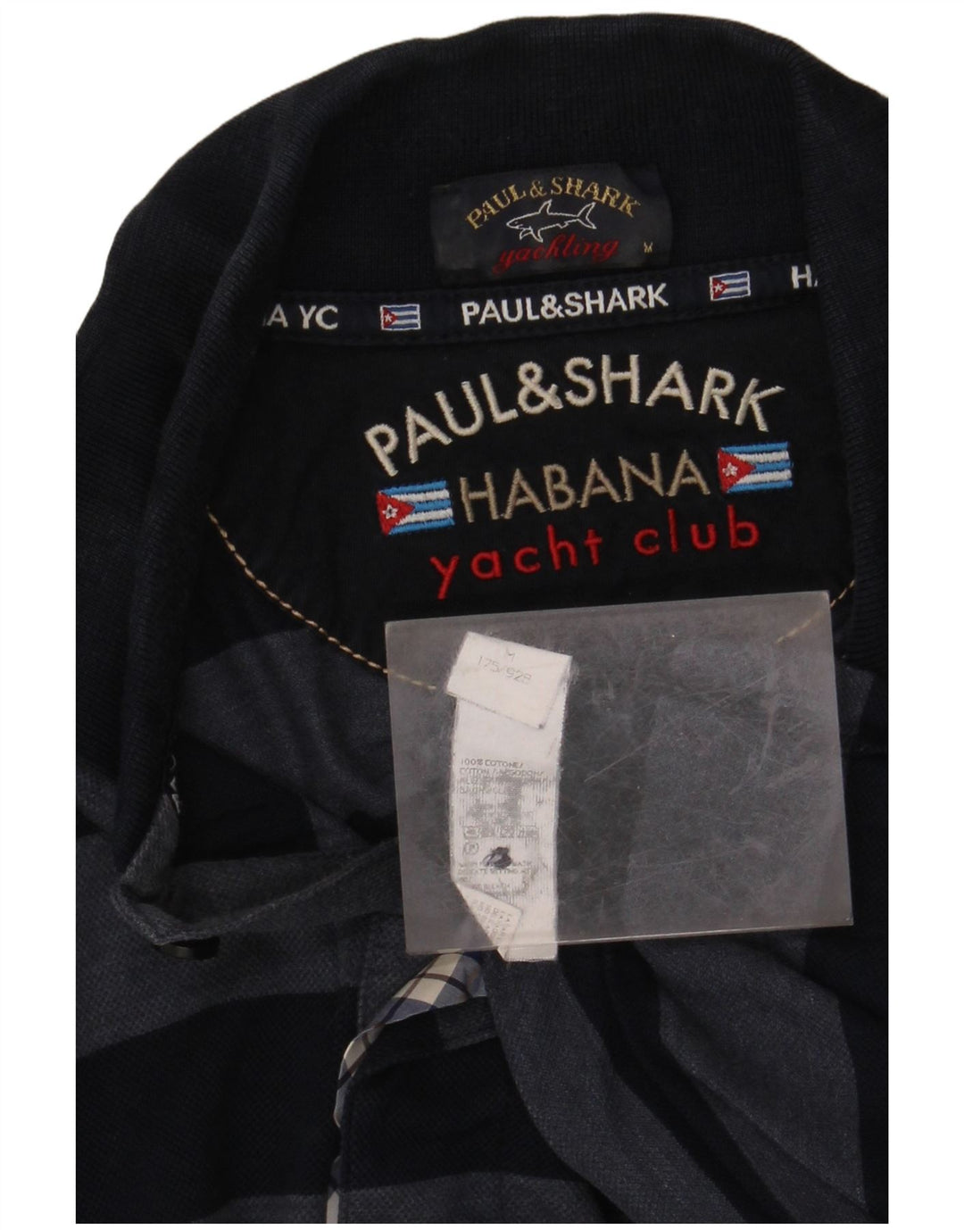 PAUL & SHARK Polo de yate para hombre de algodón a rayas azul marino mediano