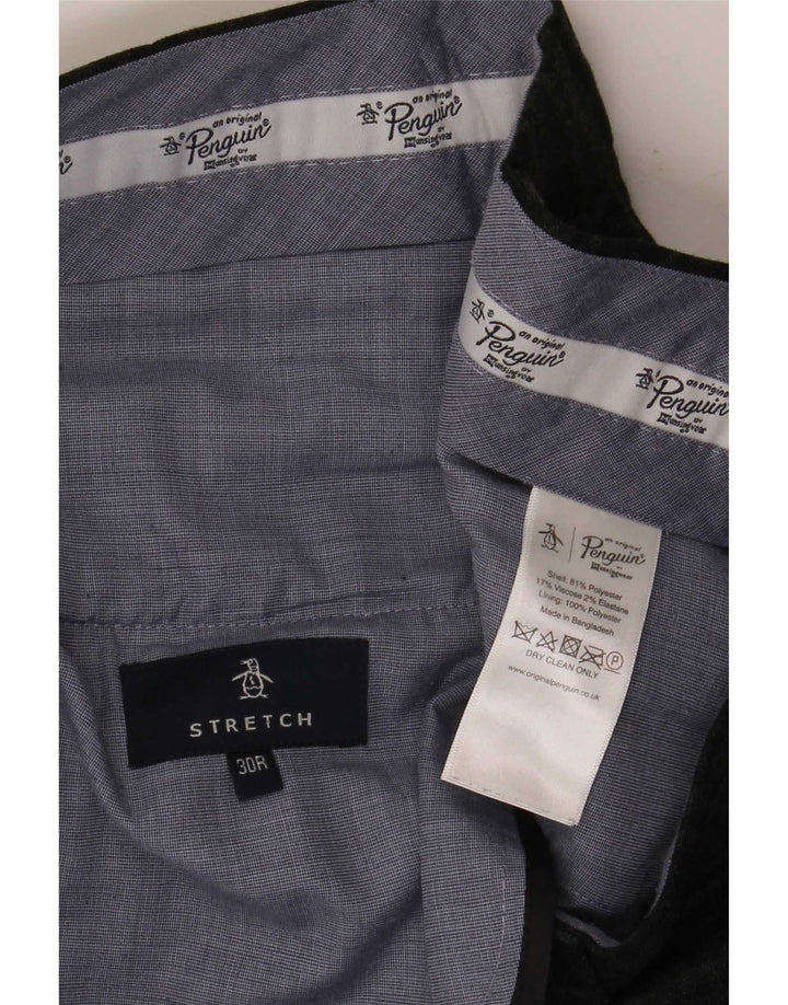 Pantalón de traje ajustado Penguin para hombre W30 L32 Poliéster a cuadros gris