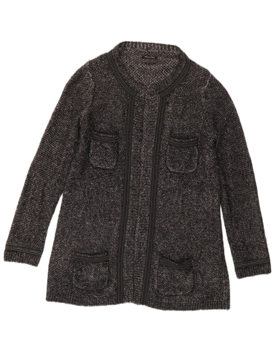 Massimo Dutti Cárdigan Largo para Mujer UK 44 Gris Medio Moteado