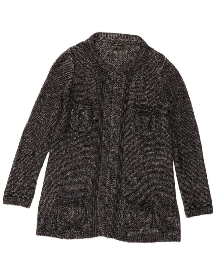 Massimo Dutti Cárdigan Largo para Mujer UK 44 Gris Medio Moteado