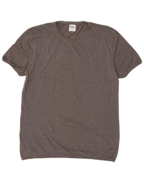 Zara Hombre Camiseta Top Grande Gris