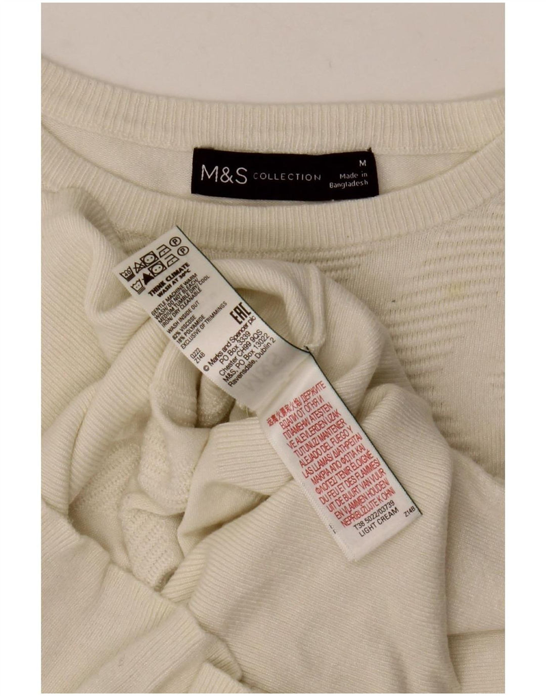 Marks & Spencer Suéter tipo jersey con cuello barco para mujer UK 12 Medium Off White