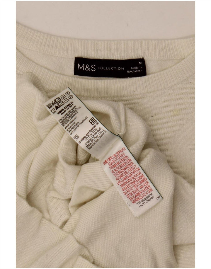 Marks & Spencer Suéter tipo jersey con cuello barco para mujer UK 12 Medium Off White