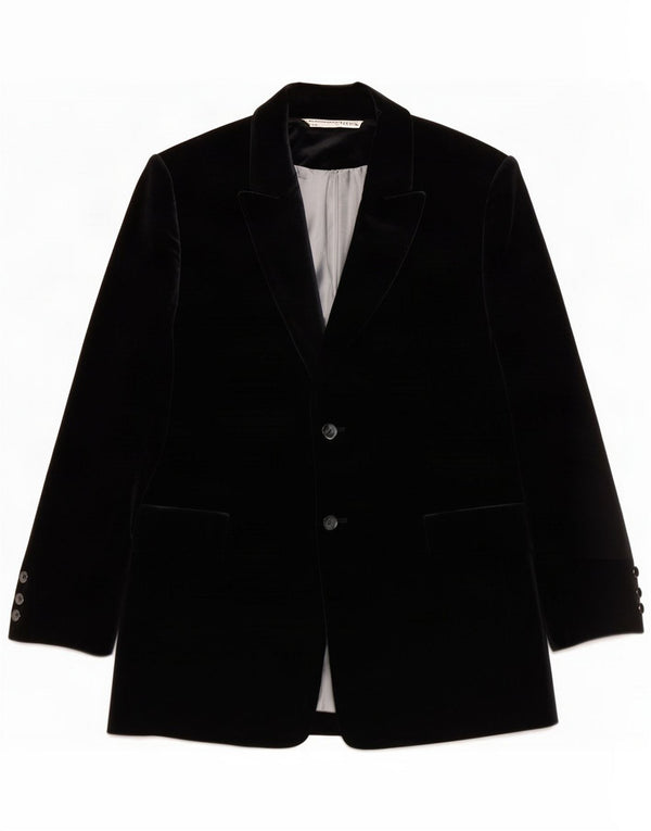St. Chaqueta tipo blazer de terciopelo con 2 botones para mujer Bernard UK 46 Large Azul marino