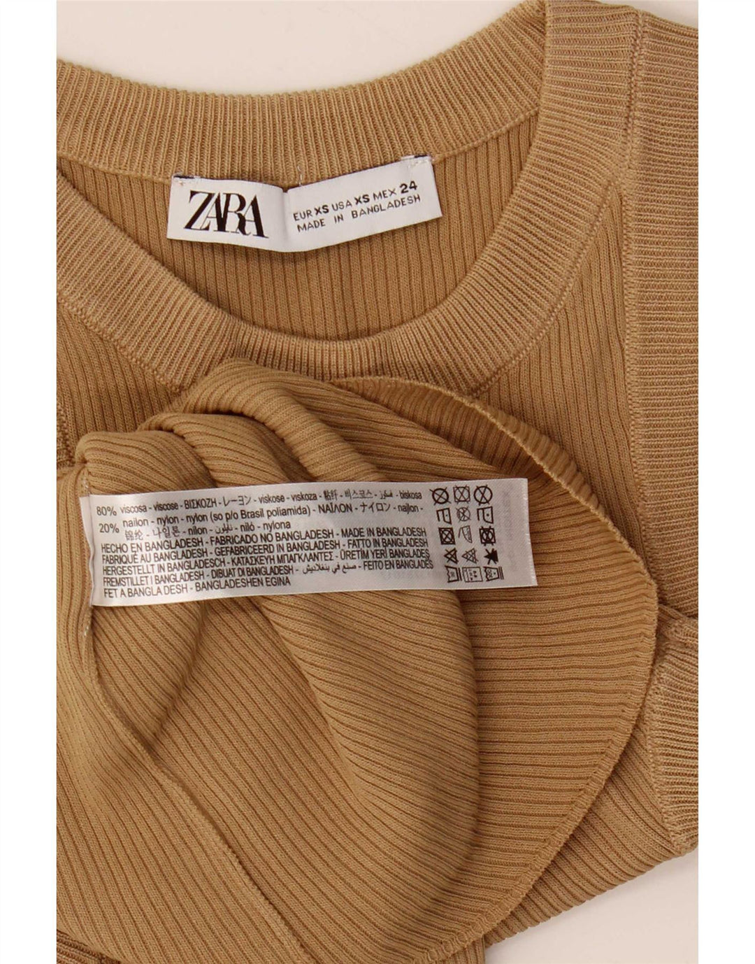 Zara Mujer Chaleco Top UK 4 XS Viscosa Beige