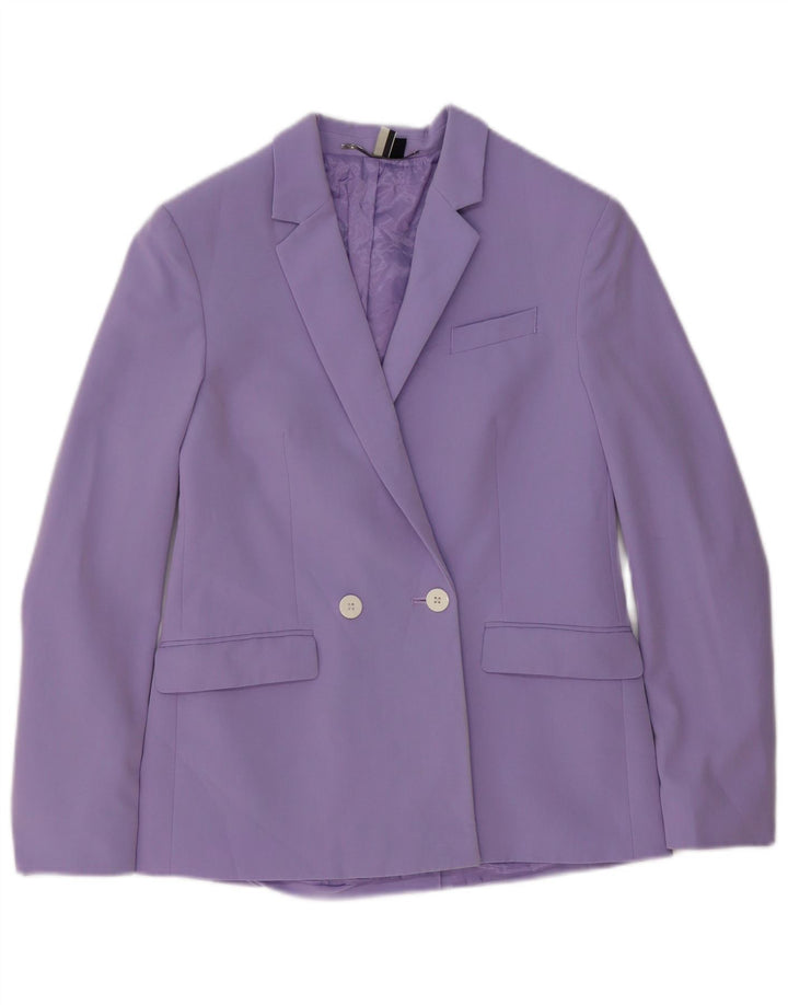 Topshop Chaqueta tipo blazer con doble botonadura para mujer UK 8 Small Poliéster morado