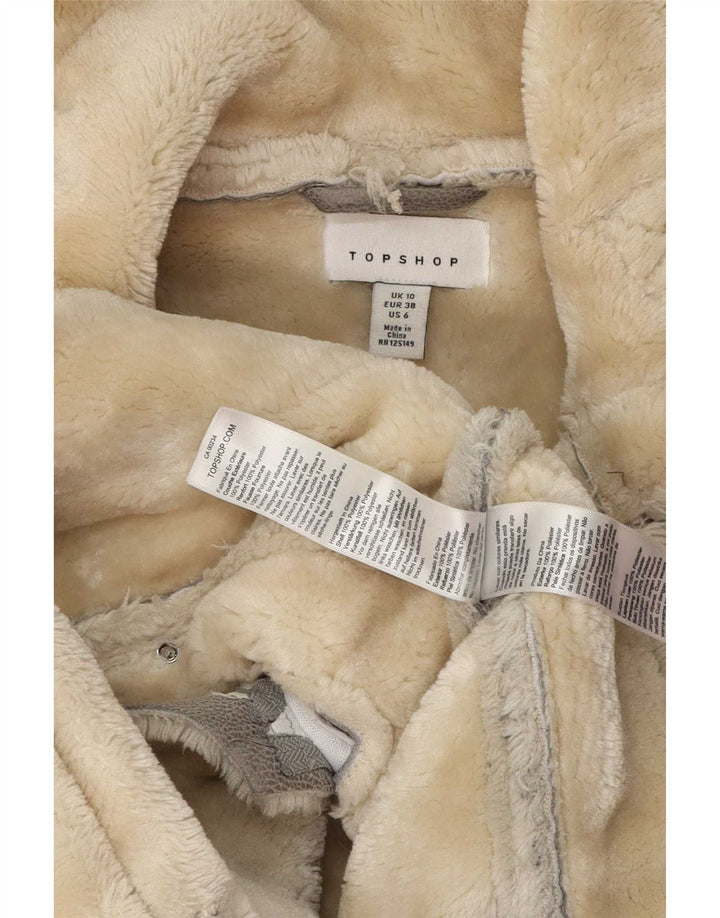 Topshop Chaqueta Sherpa Extragrande para Mujer UK 10 Small Gris Poliéster