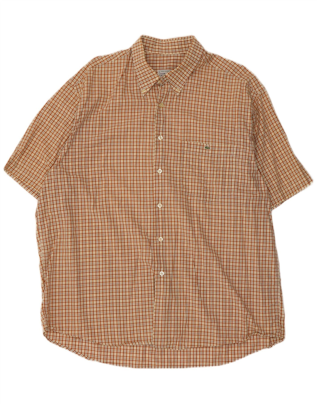 Camisa Lacoste Hombre Manga Corta 2XL Marrón Cuadros
