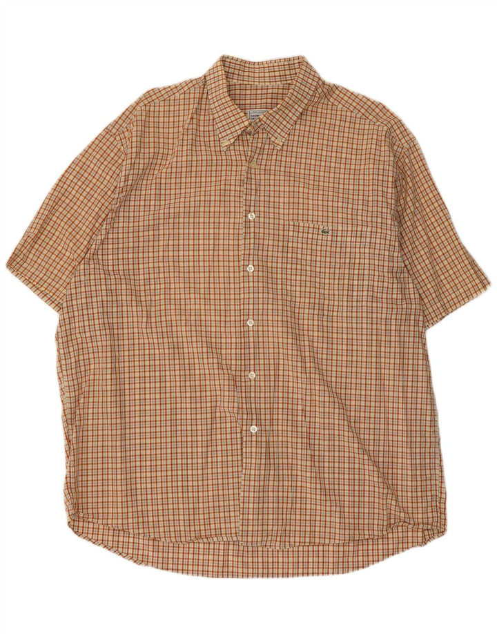 Camisa Lacoste Hombre Manga Corta 2XL Marrón Cuadros