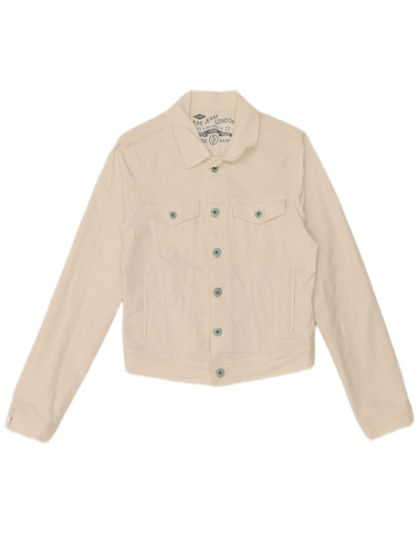 PEPE Jeans Chaqueta Vaquera Corta para Mujer UK 10 Small White