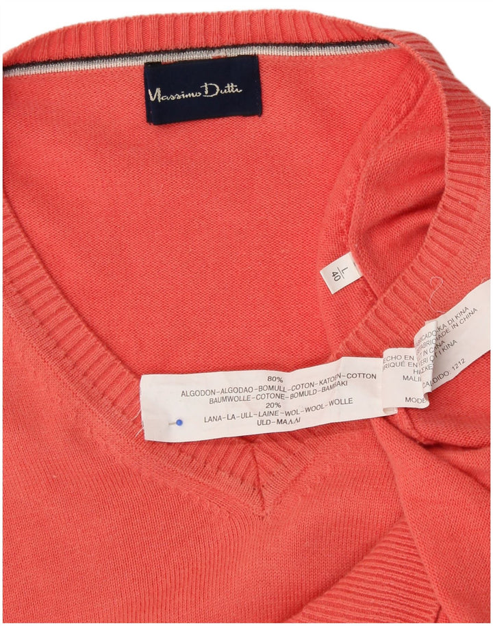 MASSIMO DUTTI Jersey Con Cuello En V Hombre Large Rosa Algodón