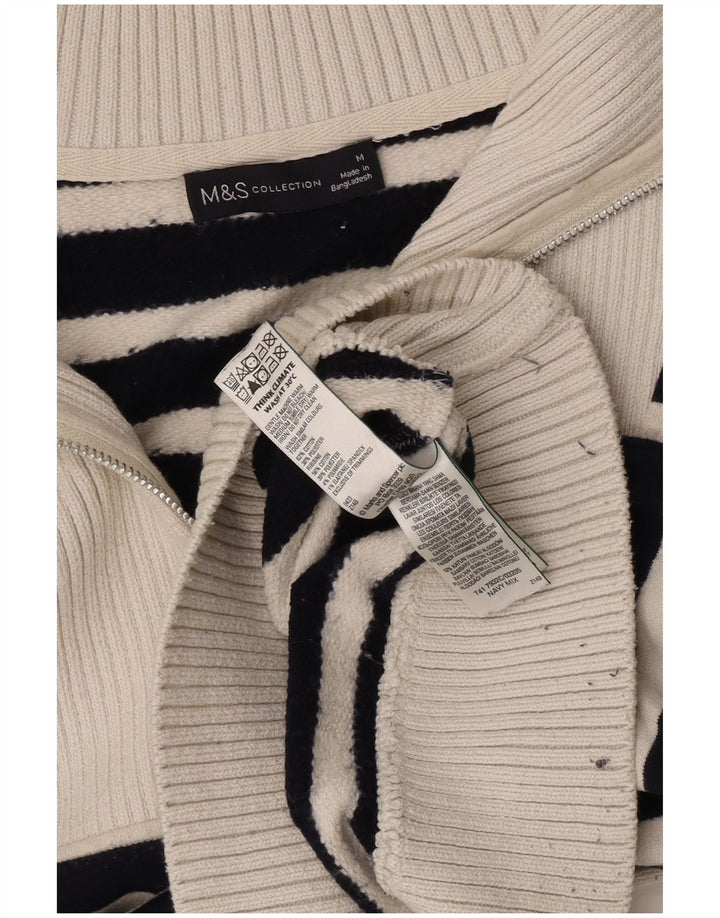 Marks & Spencer Suéter corto con cuello y cremallera para mujer UK 44 Medium Azul marino