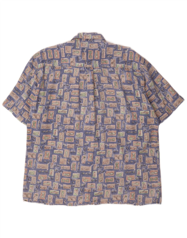 HATICO Camisa de manga corta para hombre grande azul geométrico