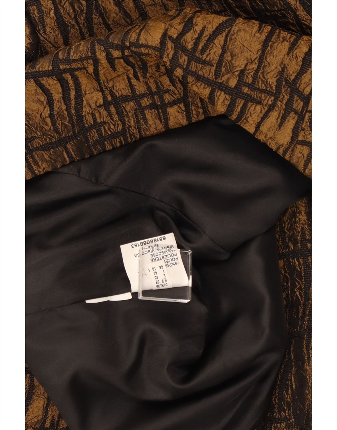 VINTAGE Mujer 3/4 Manga Blazer Chaqueta Reino Unido 10 Pequeño Marrón Geométrico