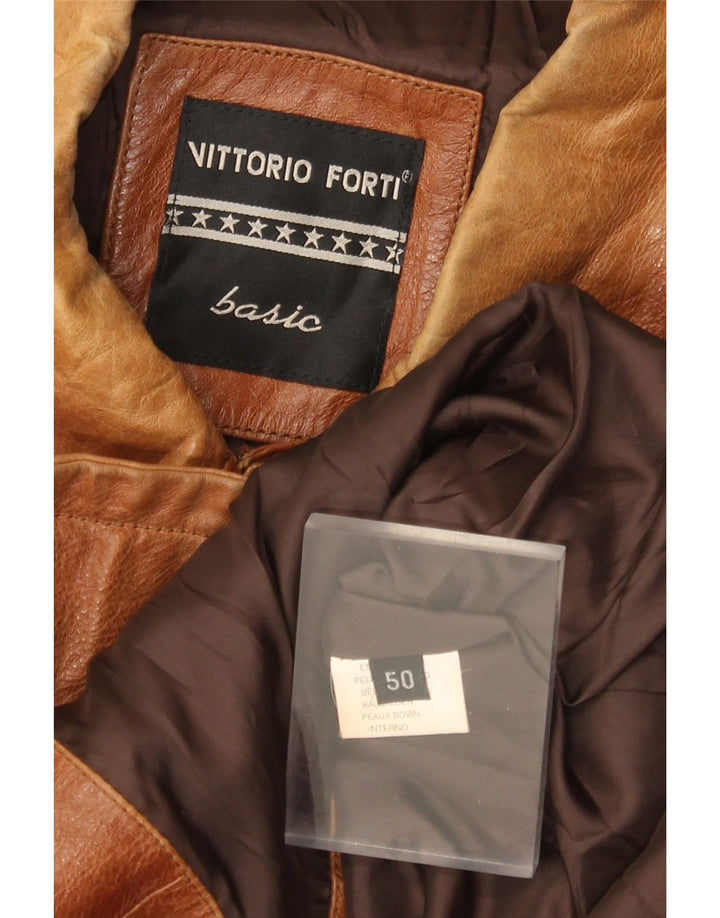 Vittorio Forti Chaqueta de cuero básica para hombre IT 50 Large Cuero marrón