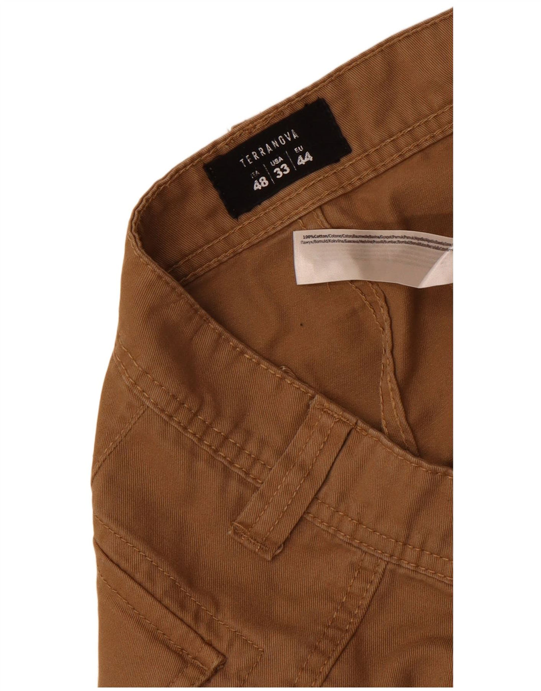 Terranova Pantalones cortos cargo para hombre IT 48 Medium W33 Algodón marrón