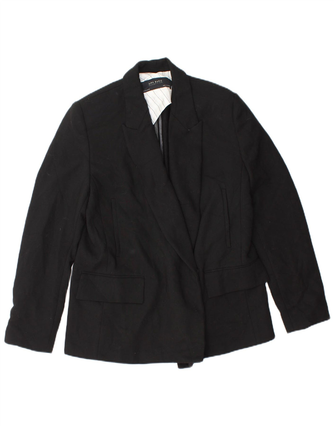 Zara Chaqueta Blazer Mujer UK 44 Mediano Poliéster Negro
