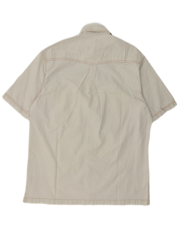 John Baner Camisa de manga corta para hombre Algodón geométrico beige medio Western