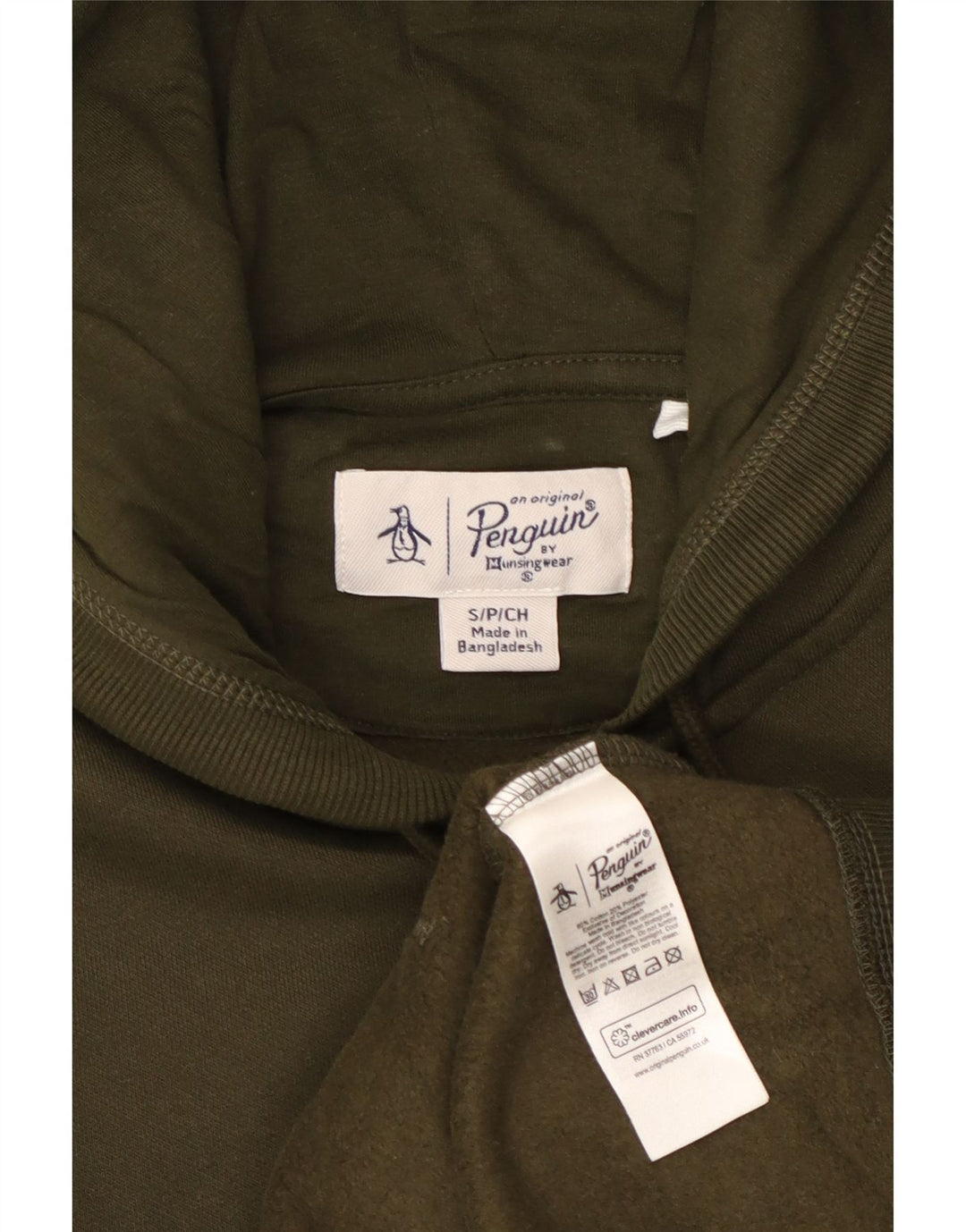 PENGUIN Sudadera con capucha y cremallera para hombre, talla pequeña, algodón caqui