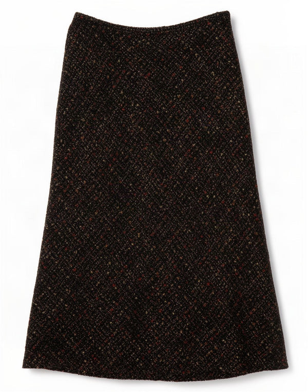 Viyella Falda larga para mujer UK 10 Small W28 Lana moteada marrón