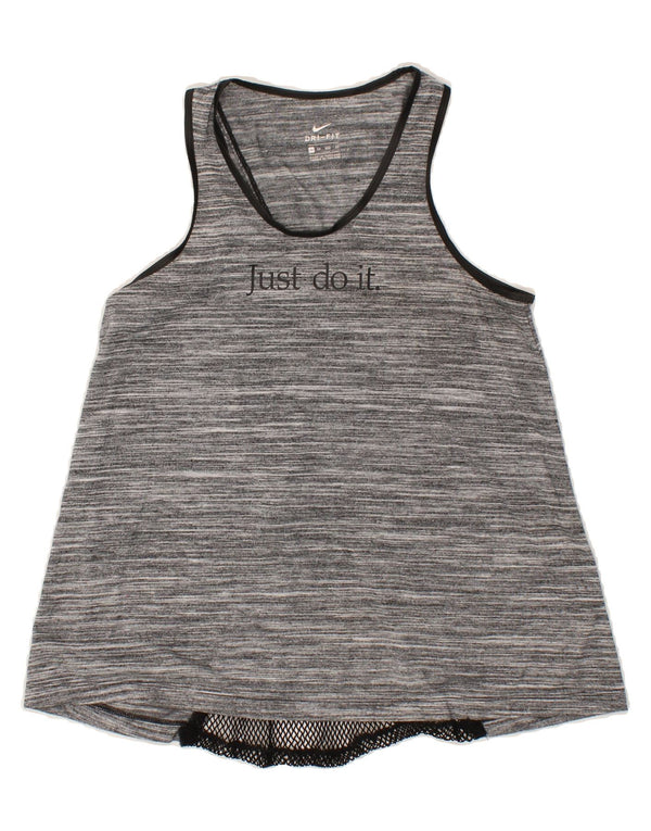 NIKE Womens Graphic Vest Top UK 6 XS Grey Flecked