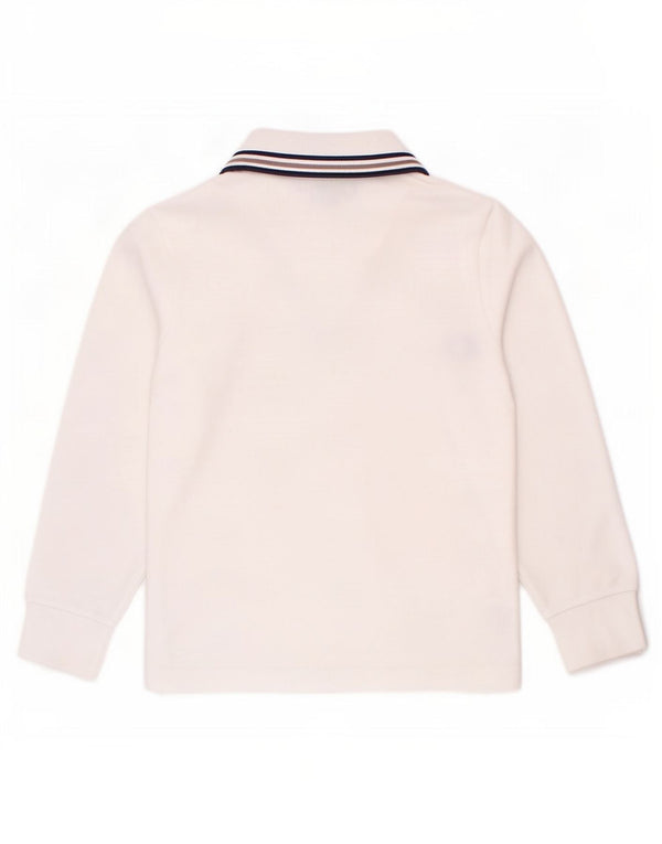 Fred Perry Boys Long Sleeve Polo Shirt 3-4 Years White Striped Cotton