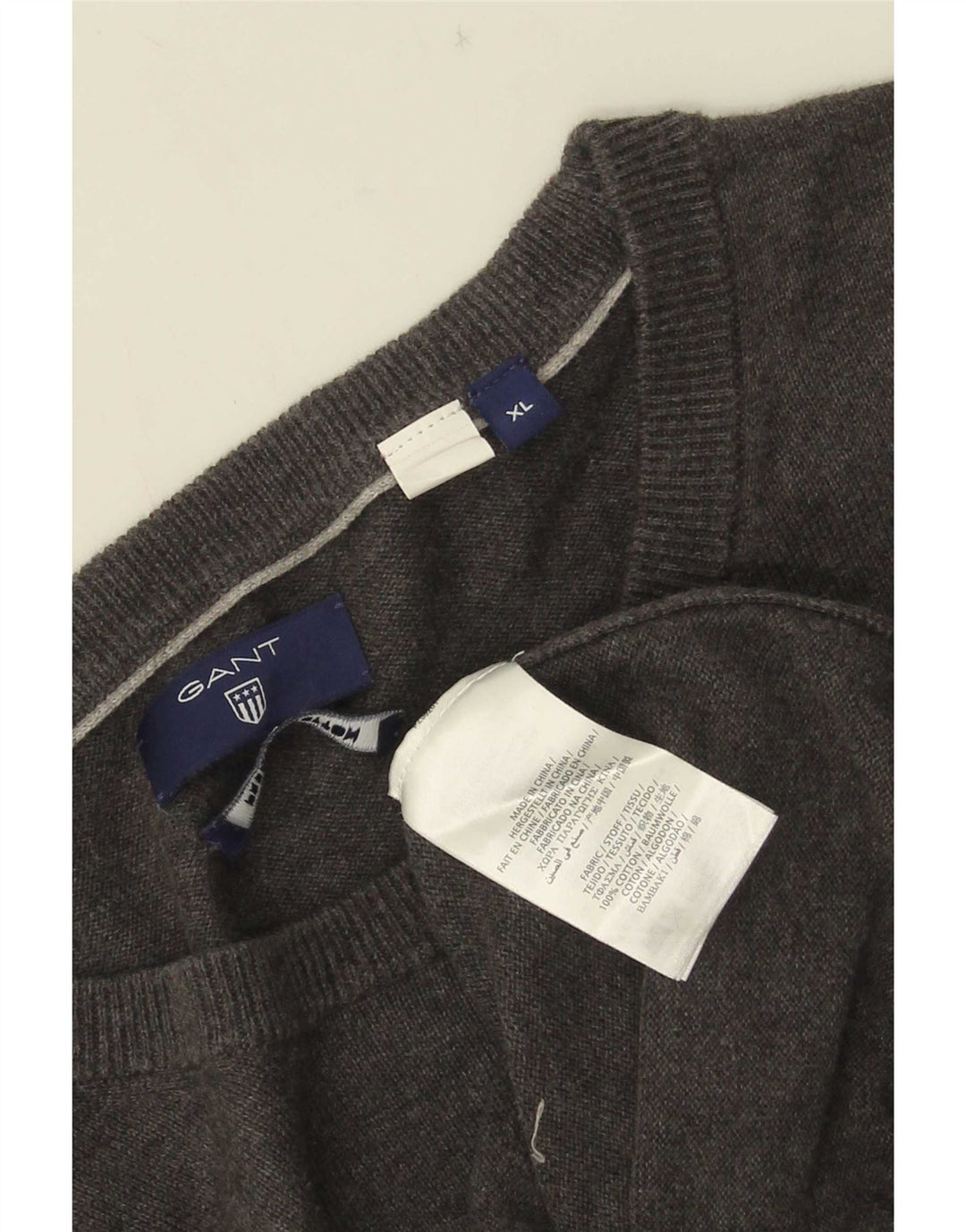 Gant Jersey De Cuello Redondo Para Hombre XL Gris Algodón