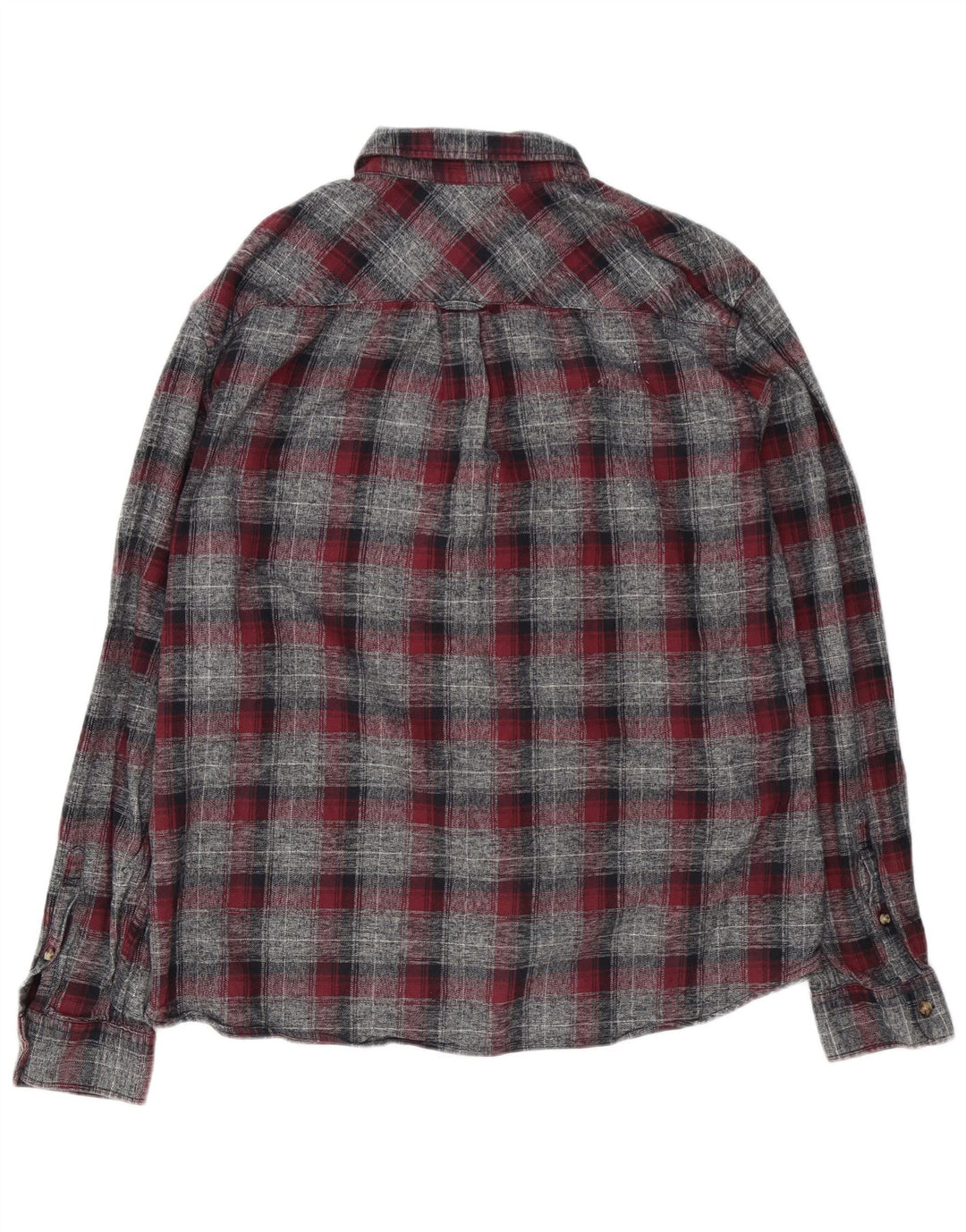 Marks & Spencer Camisa de franela de corte entallado para hombre XL Algodón a cuadros gris