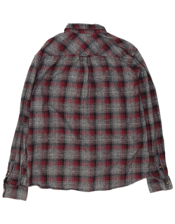 Marks & Spencer Camisa de franela de corte entallado para hombre XL Algodón a cuadros gris
