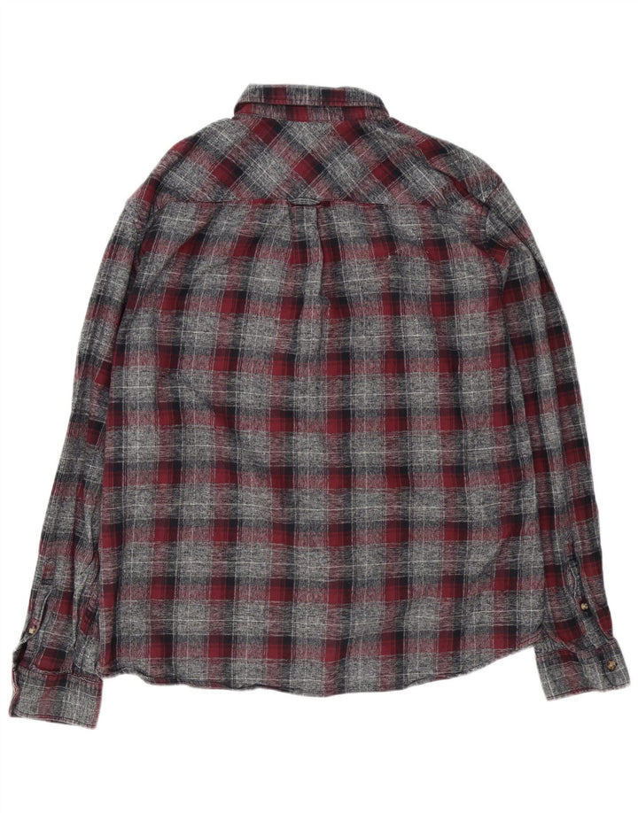 Marks & Spencer Camisa de franela de corte entallado para hombre XL Algodón a cuadros gris