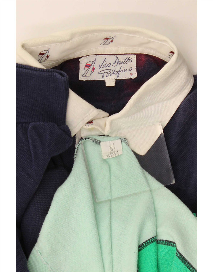 Vintage hombres polo cuello sudadera jumper grande multicolor colorblock