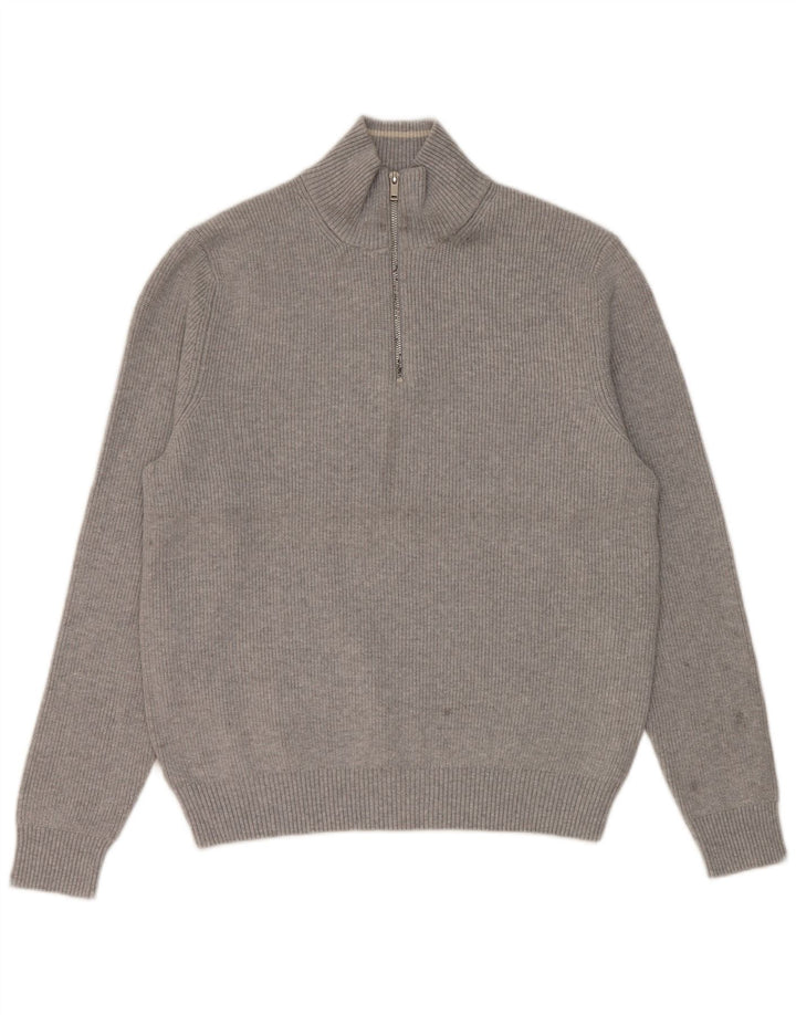 Marks & Spencer Suéter tipo jersey con cuello y cremallera de ajuste regular para hombre Gris grande