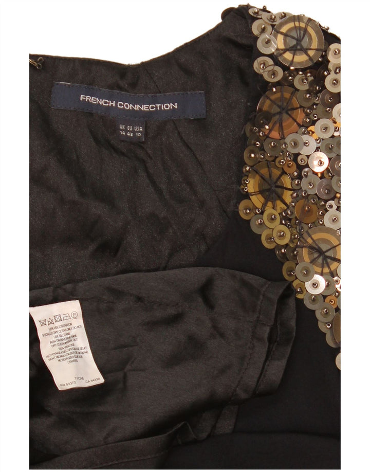 Vestido recto para mujer de French Connection, talla 44, talla grande, viscosa negra con bloques de color