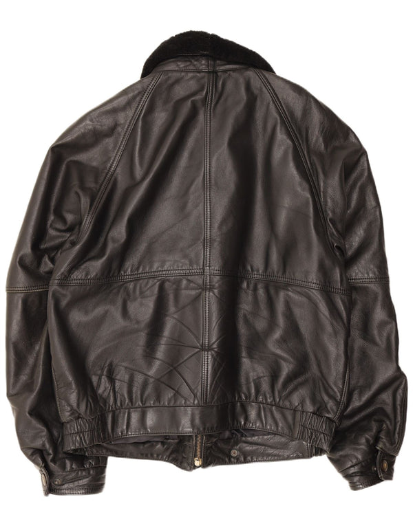 Chaqueta de cuero vintage para hombre IT 52 XL Negro