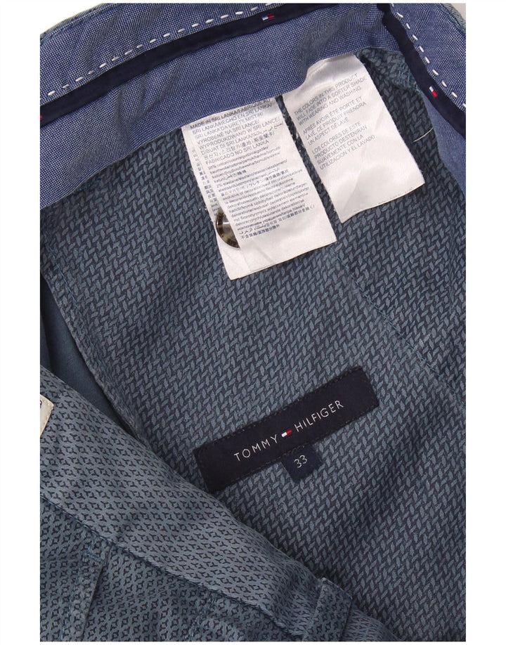 Tommy Hilfiger Pantalones cortos chinos para hombre W33 Algodón geométrico azul medio
