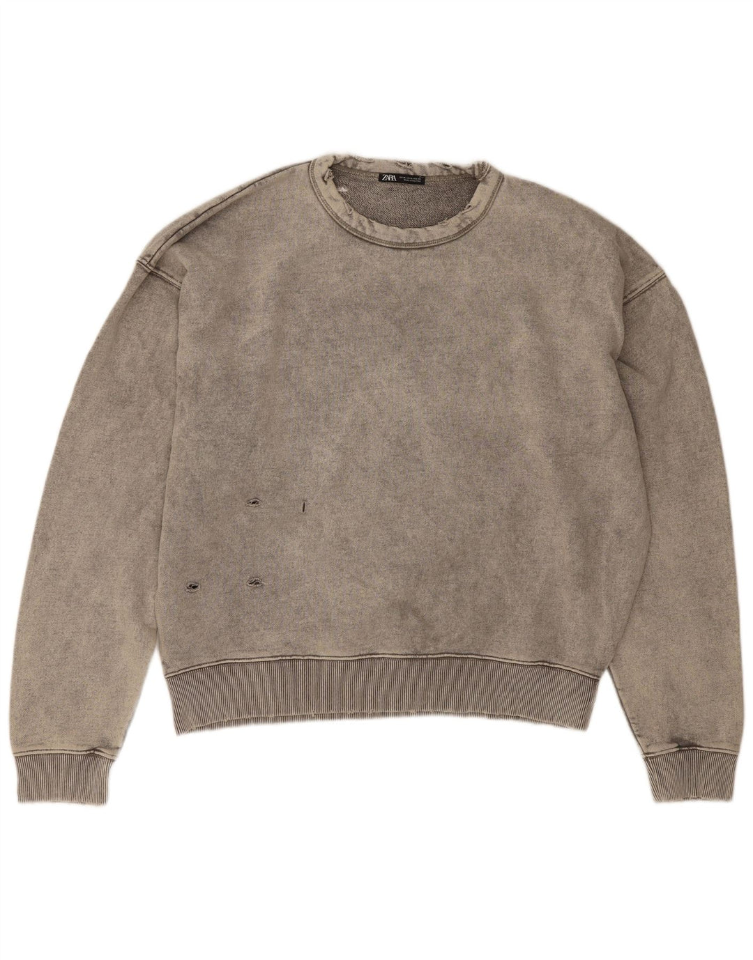 Zara Hombre Sudadera Jumper XL Gris Algodón