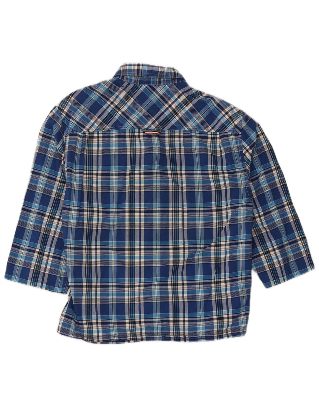 Camisa Tommy Hilfiger de manga 3/4 de ajuste regular para hombre, cuadros azules pequeños
