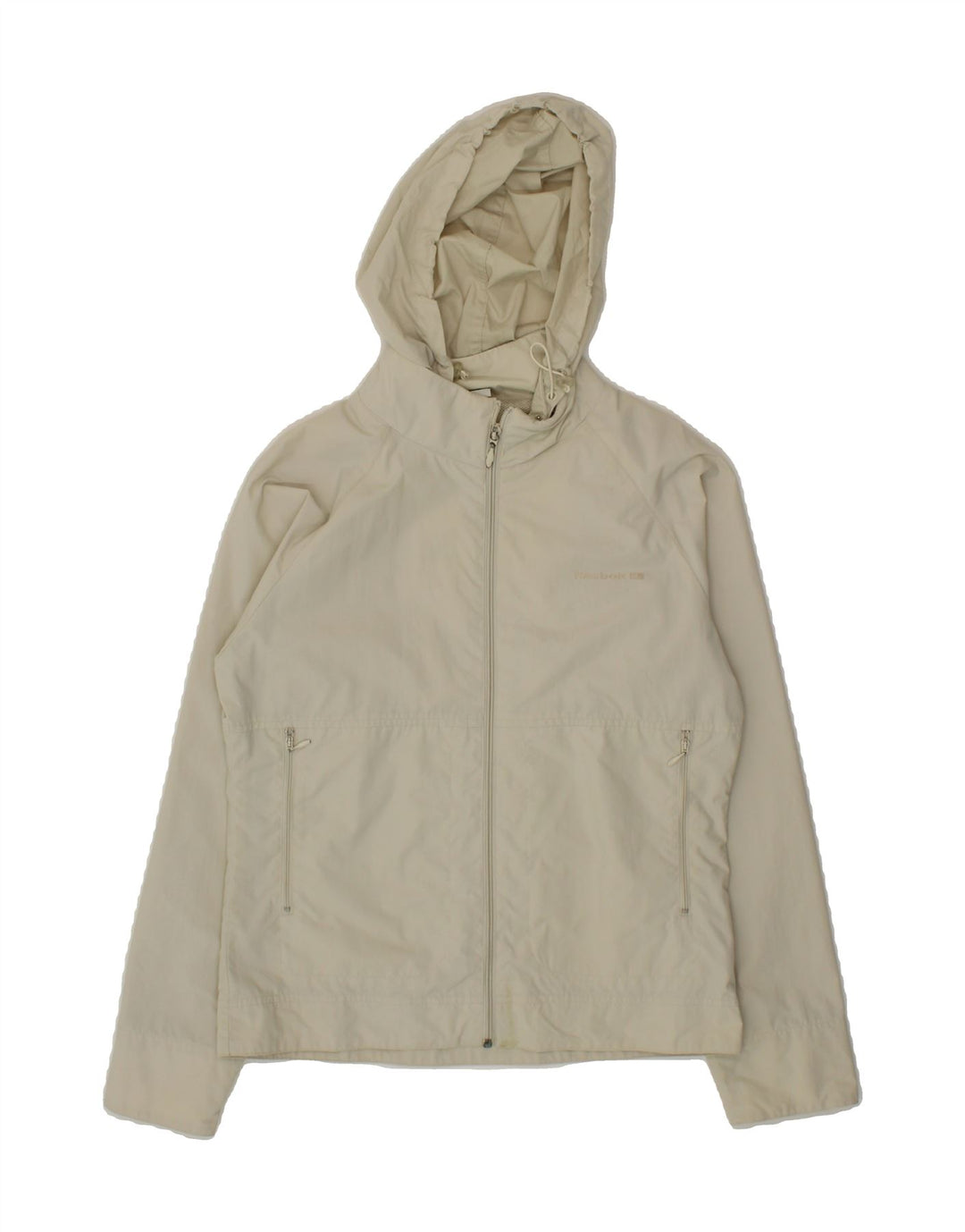 REEBOK Womens Hooded Tracksuit Top Jacket UK 12 Medium  Beige Nylon Vintage Reebok and Second-Hand Reebok from Messina Hembry 