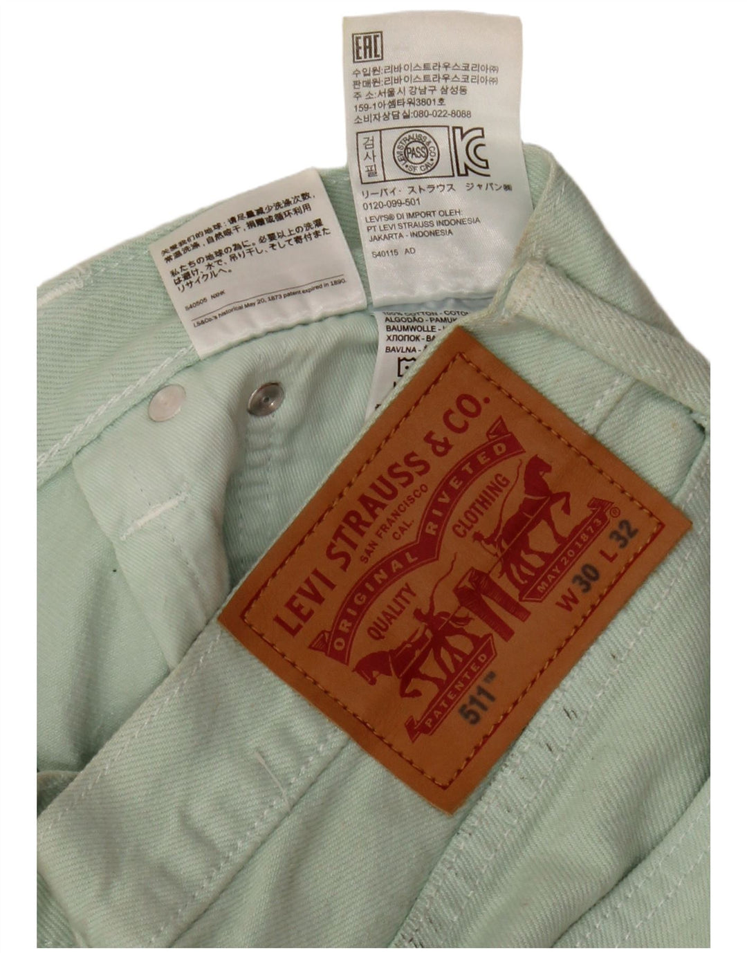 Levi's Mens 511 Slim Casual Pantalones W30 L32 Algodón Verde